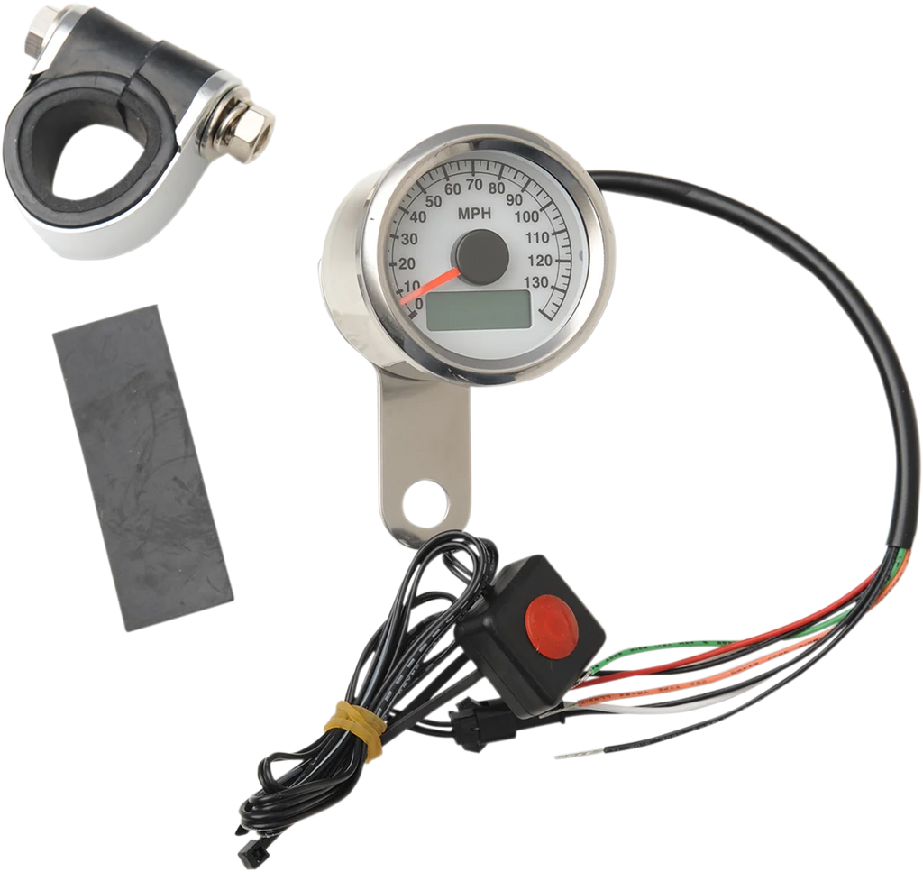 DragSpecialties Programmable Mini Electronic Speedometer with Odometer/Tripmeter - 1.87"