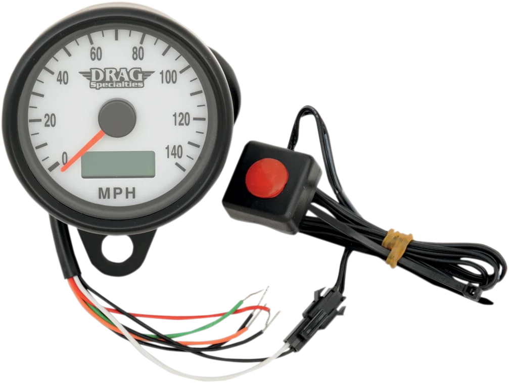 DragSpecialties Programmable Mini Electronic Speedometer with Odometer/Tripmeter - 2.4"