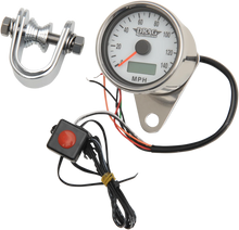 Load image into Gallery viewer, DragSpecialties Programmable Mini Electronic Speedometer with Odometer/Tripmeter - 2.4" - Black 21-6893BDSWNU - Side View