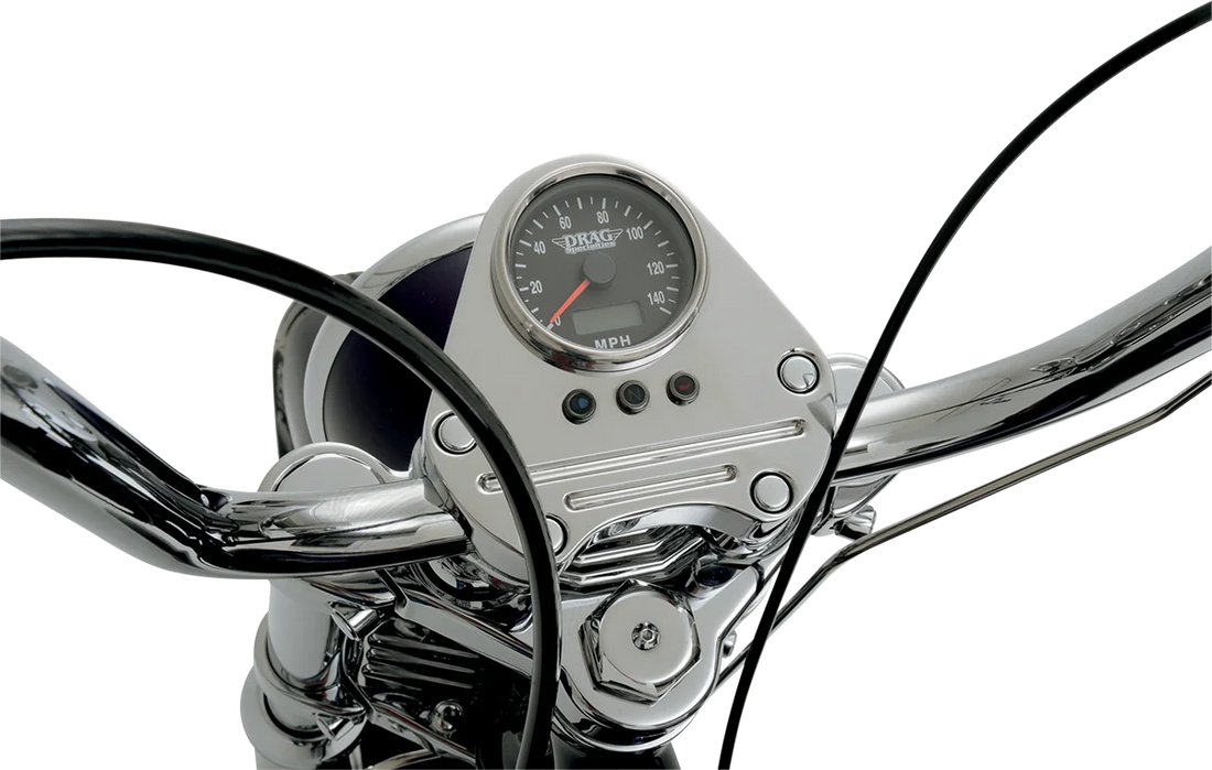 DragSpecialties Programmable Mini Electronic Speedometer with Odometer/Tripmeter - 2.4" - Polished 21-6893DSNU - Back View