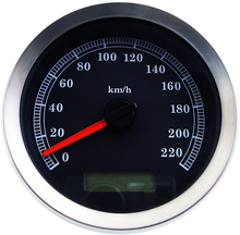 Load image into Gallery viewer, DragSpecialties Programmable Speedometer - Black Face - KM/H 83101B - Main Product View