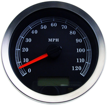 Load image into Gallery viewer, DragSpecialties Programmable Speedometer - Black Face - MPH 83100B - Main Product View