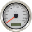 Load image into Gallery viewer, DragSpecialties Programmable Speedometer - Silver Face - KM/H 83101S - Main Product View