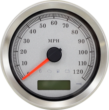 Load image into Gallery viewer, DragSpecialties Programmable Speedometer - Silver Face - MPH 83100S - Main Product View