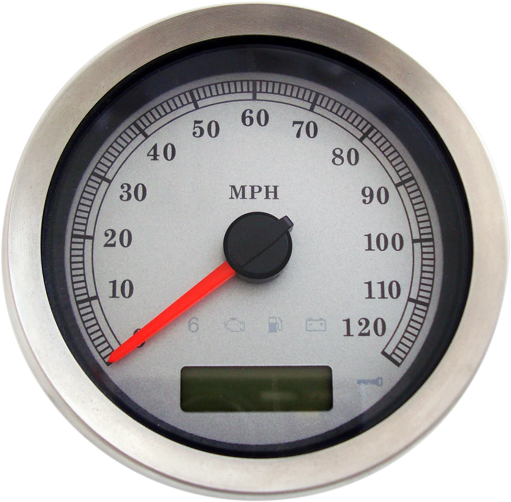 DragSpecialties Programmable Speedometer - Silver Face - MPH 83100S - Side View