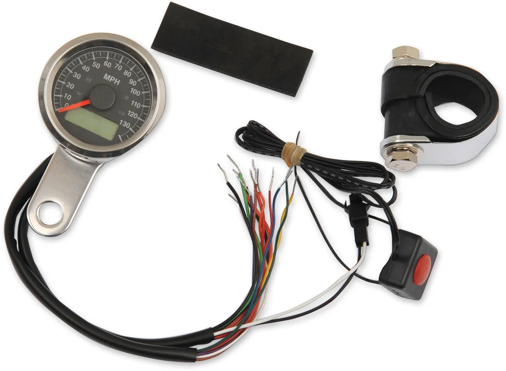 DragSpecialties Programmable Speedometer with Indicator Lights - 1-7/8" 77759