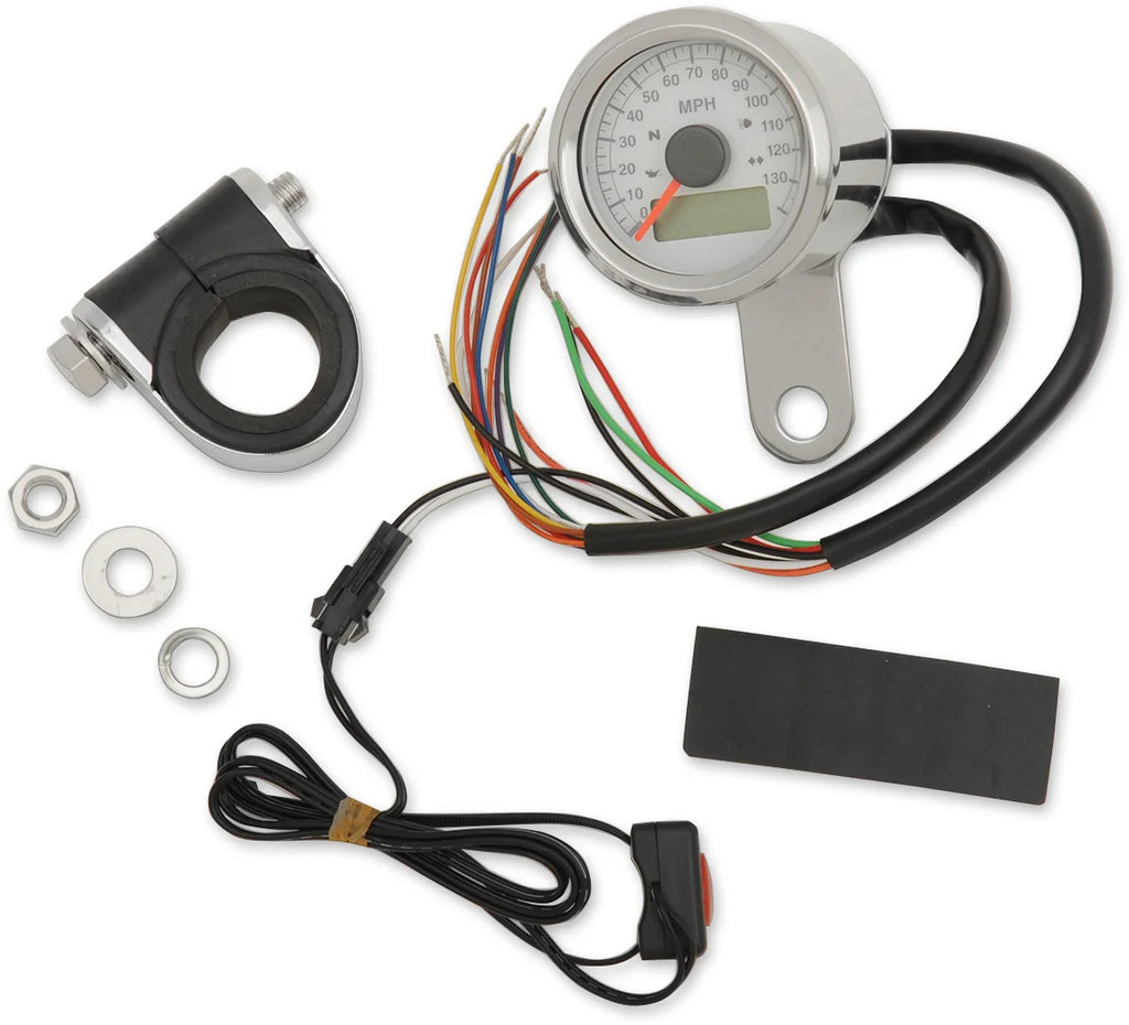 DragSpecialties Programmable Speedometer with Indicator Lights - 1-7/8" 77759W