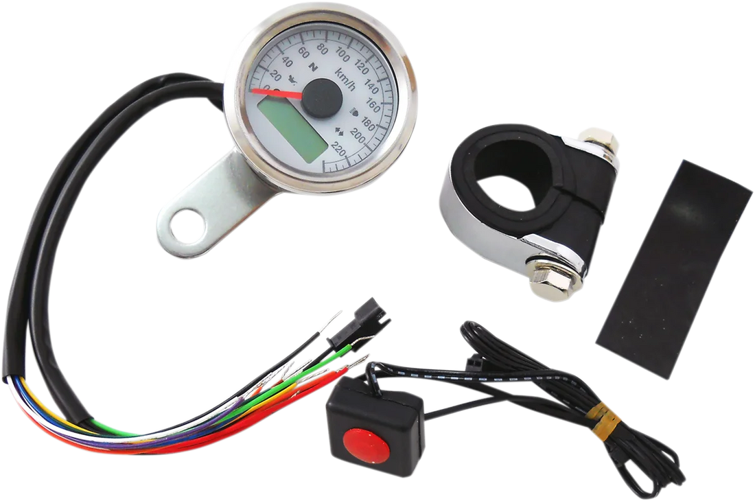 DragSpecialties Programmable Speedometer with Indicator Lights - Side View