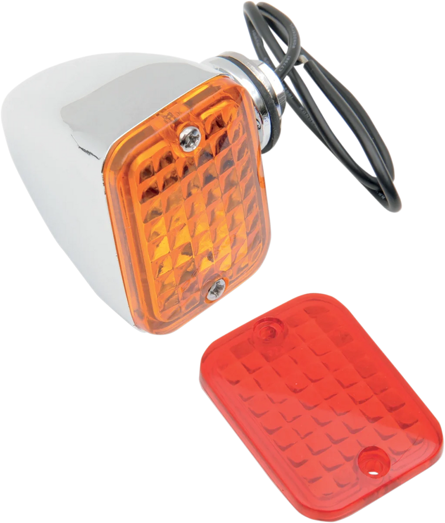 DragSpecialties Rectangular Market Light - Single Filament - Amber/Red 163072-BC1 - Main Product View