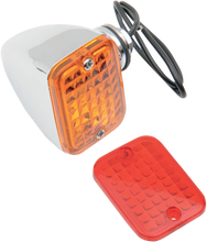 Load image into Gallery viewer, DragSpecialties Rectangular Market Light - Single Filament - Amber/Red 163072-BC1 - Main Product View