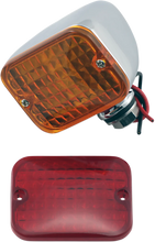 Load image into Gallery viewer, DragSpecialties Rectangular Market Light - Single Filament - Amber/Red 163072-BC1 - Side View