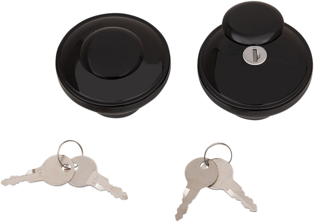 DragSpecialties Screw-In Locking Gas Cap - Non-Vented - Gloss Black 03-0320AB-B - Main Product View