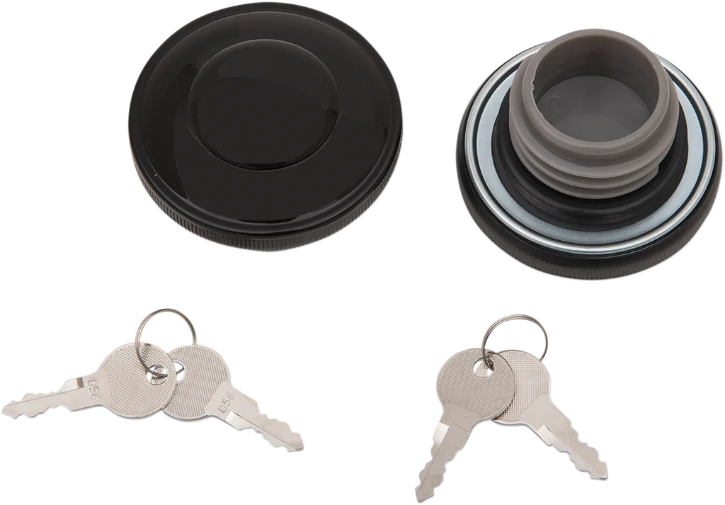 DragSpecialties Screw-In Locking Gas Cap - Non-Vented - Gloss Black 03-0320AB-B - Side View