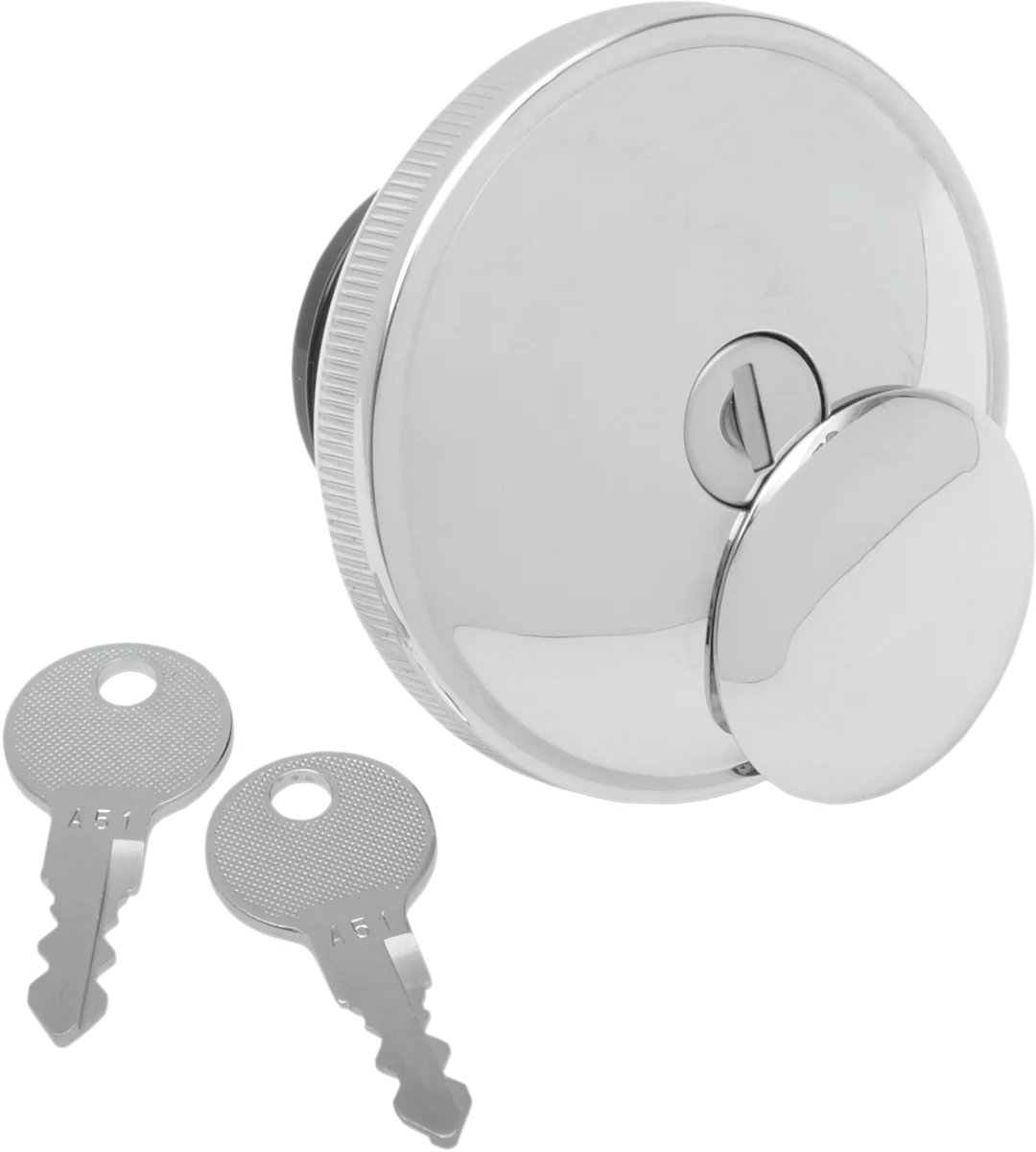 DragSpecialties Screw-In Locking Gas Cap - Vented - Chrome 03-0318A-A - Side View