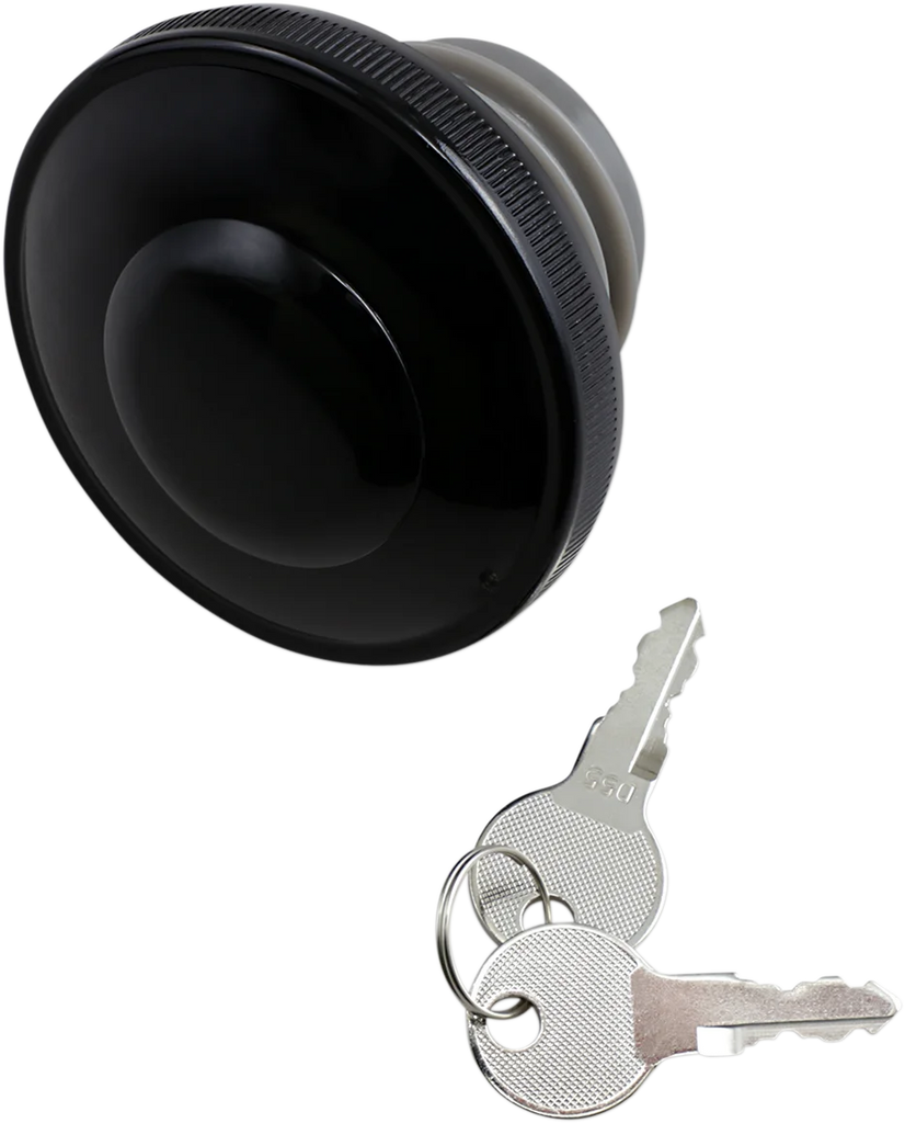 DragSpecialties Screw-In Locking Gas Cap - Vented - Gloss Black 03-0320AB-A - Main Product View