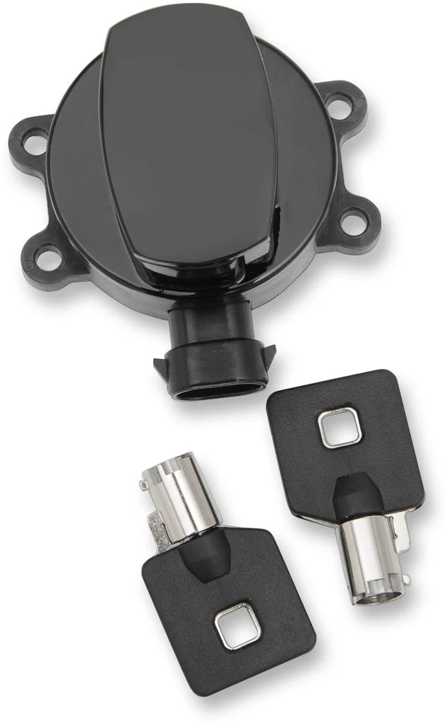 DragSpecialties Side Hinge Ignition Switch - Gloss Black E21-0214GB - Side View