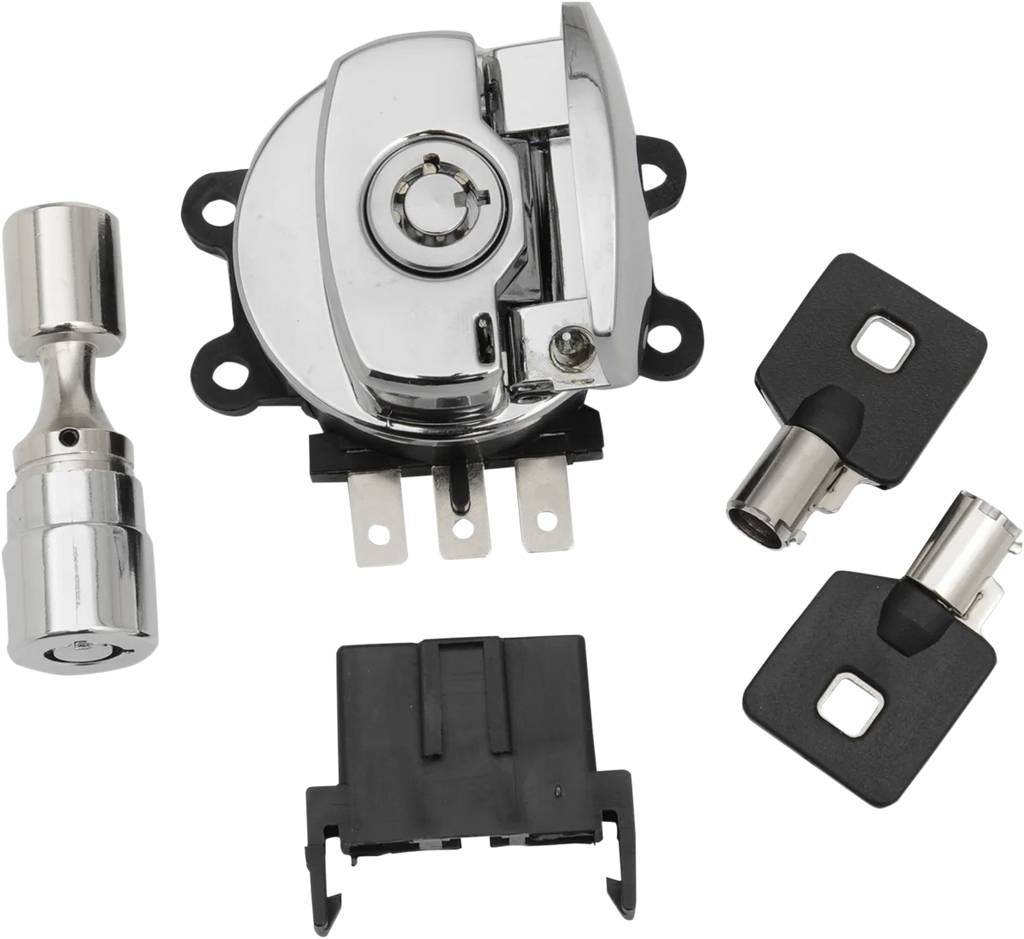 DragSpecialties Side Hinge Ignition Switch - Gloss Black E21-0214GB - Detail View