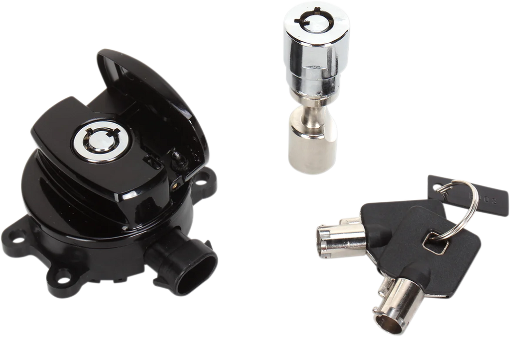 DragSpecialties Side Hinge Ignition Switch with Fork Lock - Black E21-0214GBK - Main Product View