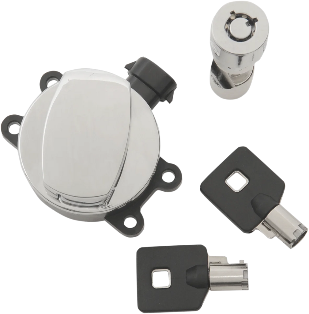 DragSpecialties Side Hinge Ignition Switch with Fork Lock - Chrome E21-0214K - Main Product View