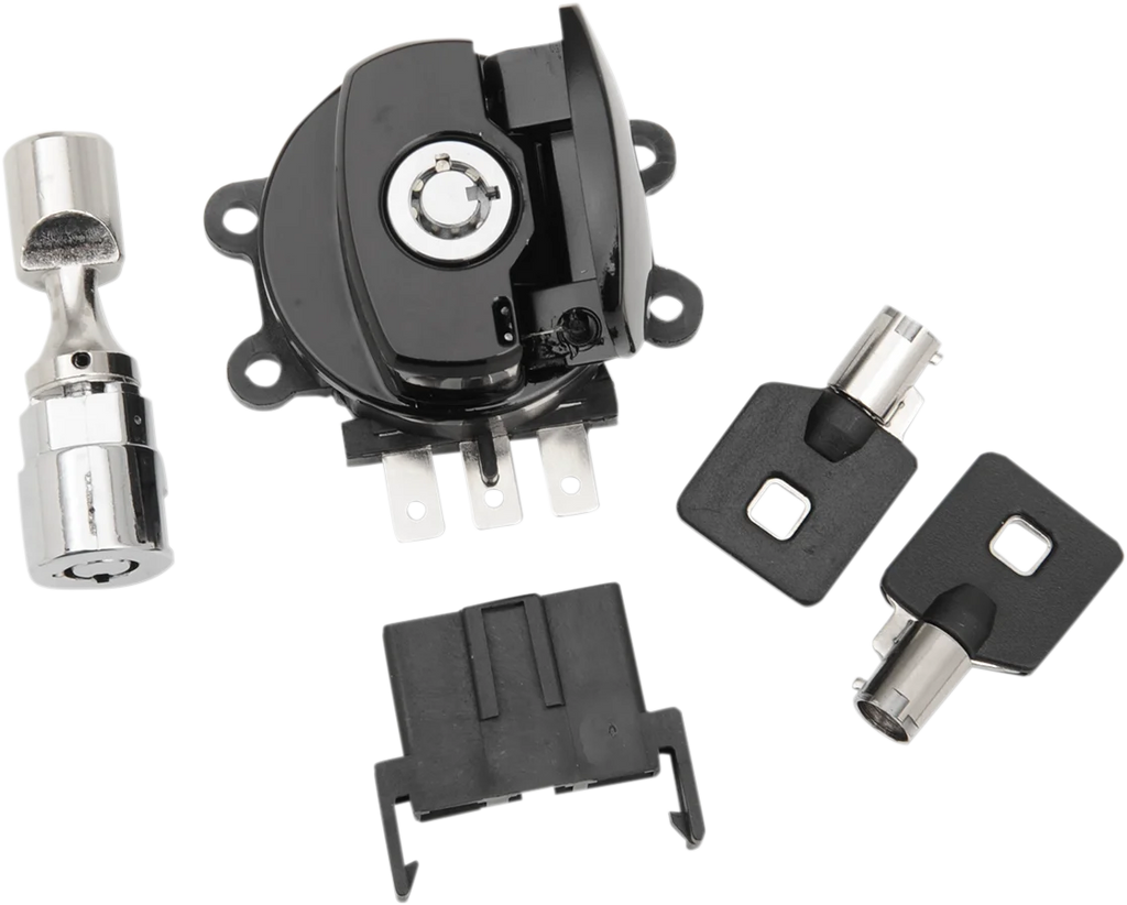 DragSpecialties Side Hinge Ignition Switch with Fork Lock - Gloss Black 21-0209GBK - Main Product View