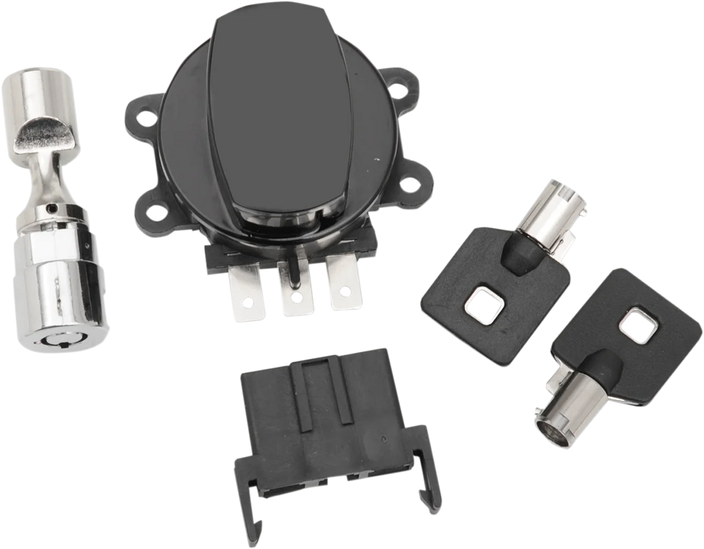DragSpecialties Side Hinge Ignition Switch with Fork Lock - Gloss Black 21-0209GBK - Side View