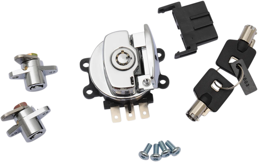 DragSpecialties Side Hinge Ignition Switch with Saddlebag Lock - Chrome E21-0209/45 - Main Product View