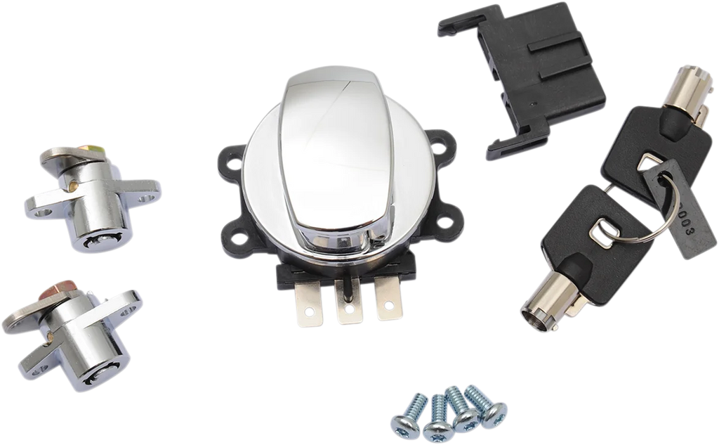DragSpecialties Side Hinge Ignition Switch with Saddlebag Lock - Chrome E21-0209/45 - Side View