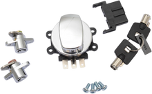 Load image into Gallery viewer, DragSpecialties Side Hinge Ignition Switch with Saddlebag Lock - Chrome E21-0209/45 - Side View