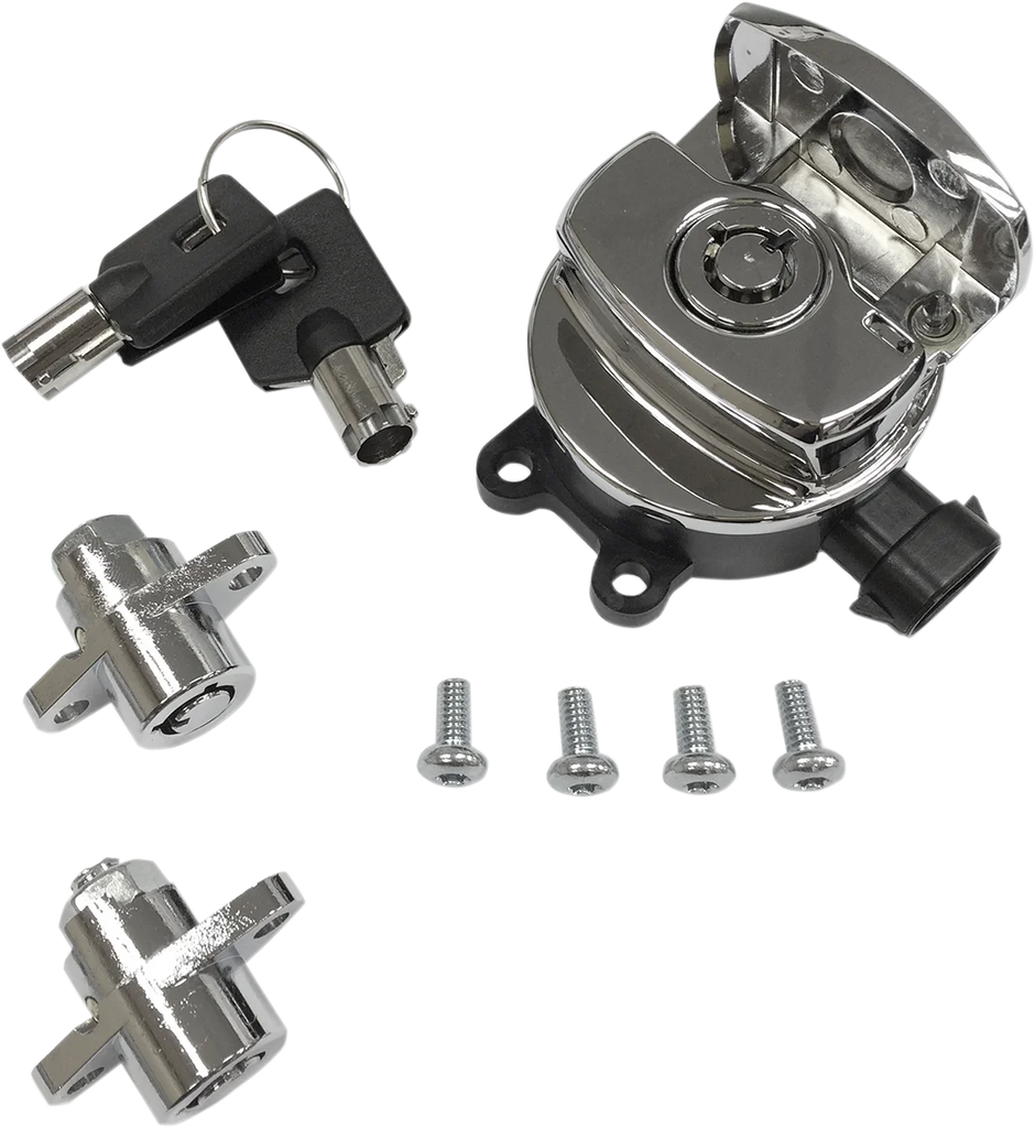 DragSpecialties Side Hinge Ignition Switch with Saddlebag Lock - Chrome E21-0214/50 - Main Product View