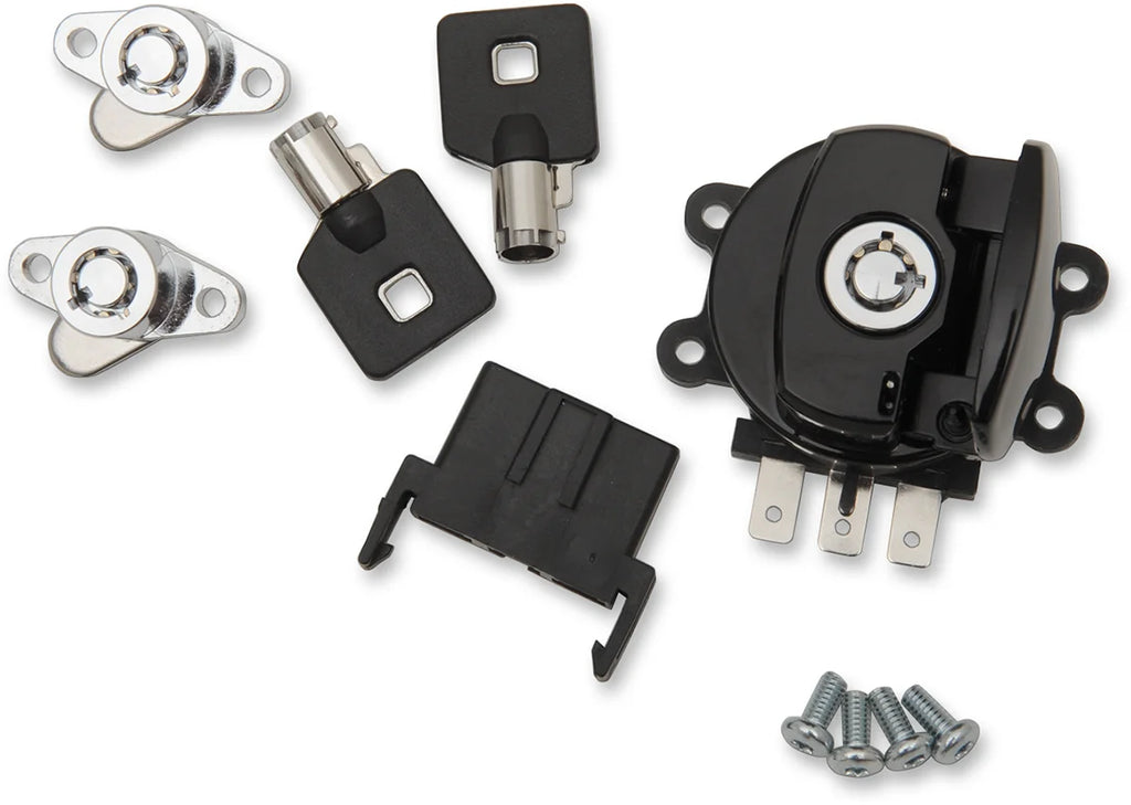 DragSpecialties Side Hinge Ignition Switch with Saddlebag Lock - Gloss Black E21-0209GB/45 - Main Product View