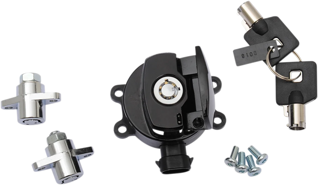 DragSpecialties Side Hinge Ignition Switch with Saddlebag Lock - Gloss Black E21-0214GB/50 - Main Product View