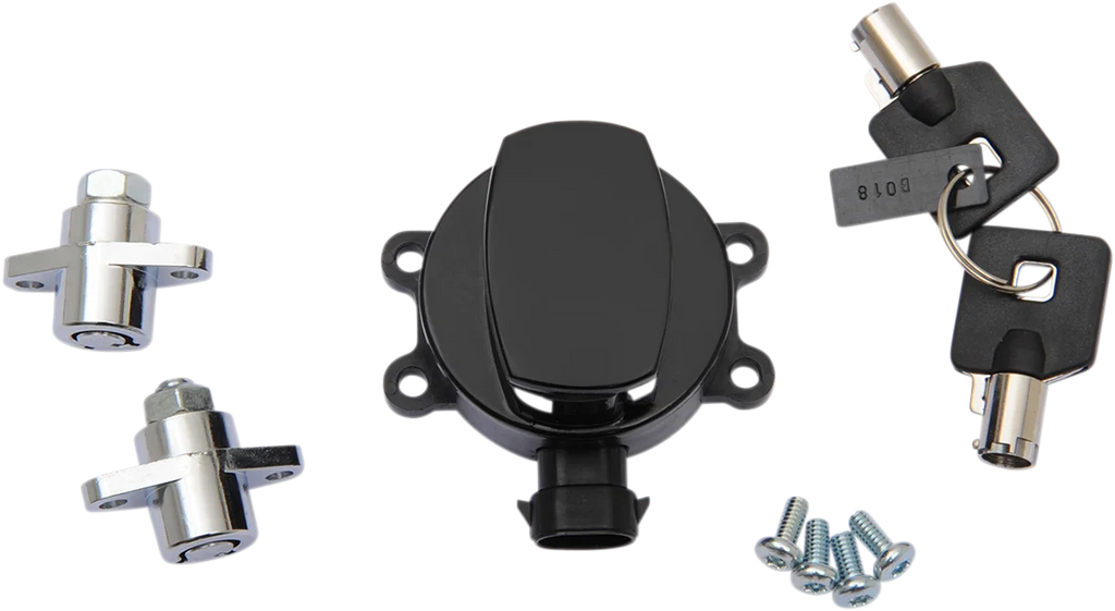 DragSpecialties Side Hinge Ignition Switch with Saddlebag Lock - Gloss Black E21-0214GB/50 - Side View