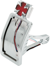 Load image into Gallery viewer, DragSpecialties Side Mount Taillight/License Plate Mount - Curved Vertical - Maltese Cross P28-6167 - Main Product View