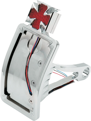 DragSpecialties Side Mount Taillight/License Plate Mount - Curved Vertical - Maltese Cross P28-6167 - Main Product View