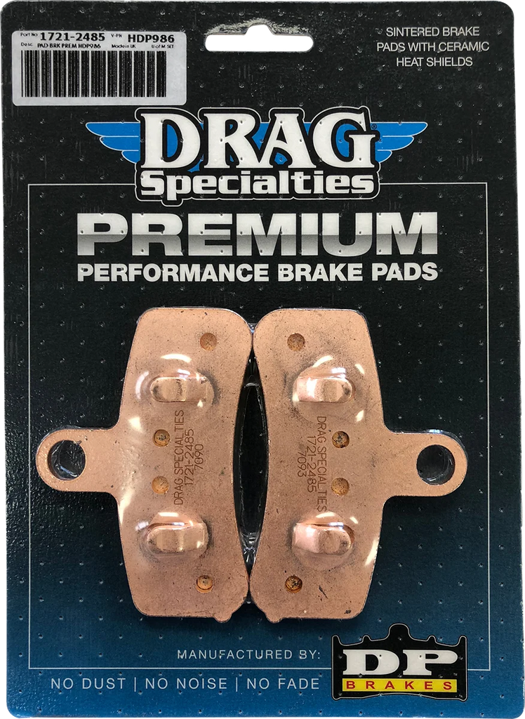 DragSpecialties Sintered Brake Pads - Harley-Davidson HDP986 - Back View
