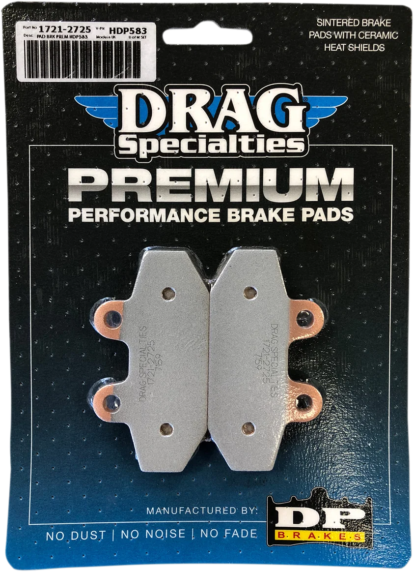 DragSpecialties Sintered Metal Brake Pads - Softail HDP583 - Side View