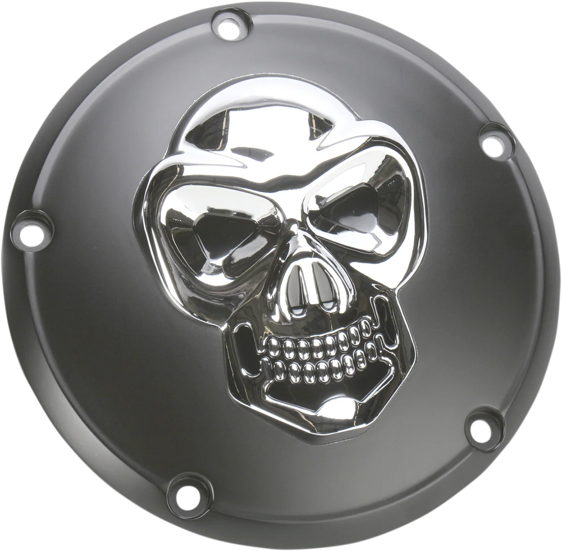 DragSpecialties Skull Derby Cover - Chrome - 3 Hole - Big Twin 33-0061-PC - Side View