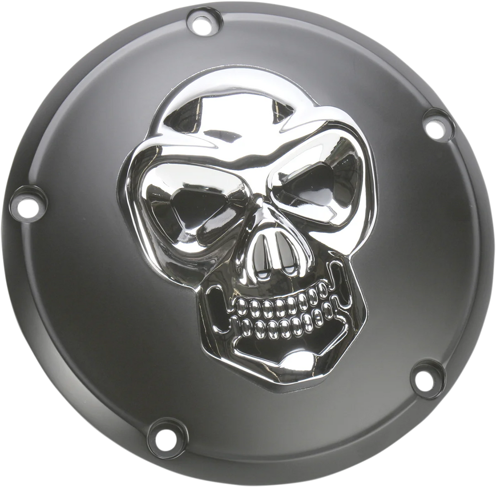 DragSpecialties Skull Derby Cover - Chrome - 4-Hole 33-0063 - Side View