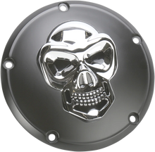 Load image into Gallery viewer, DragSpecialties Skull Derby Cover - Chrome - 5 Hole 33-0062-PC - Side View