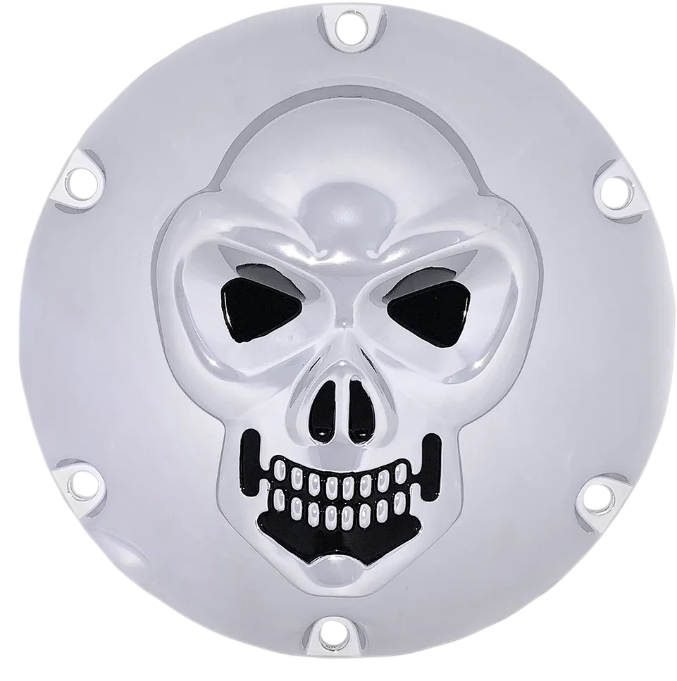 DragSpecialties Skull Derby Cover - Chrome - 6-Hole 33-0067SKD - Main Product View
