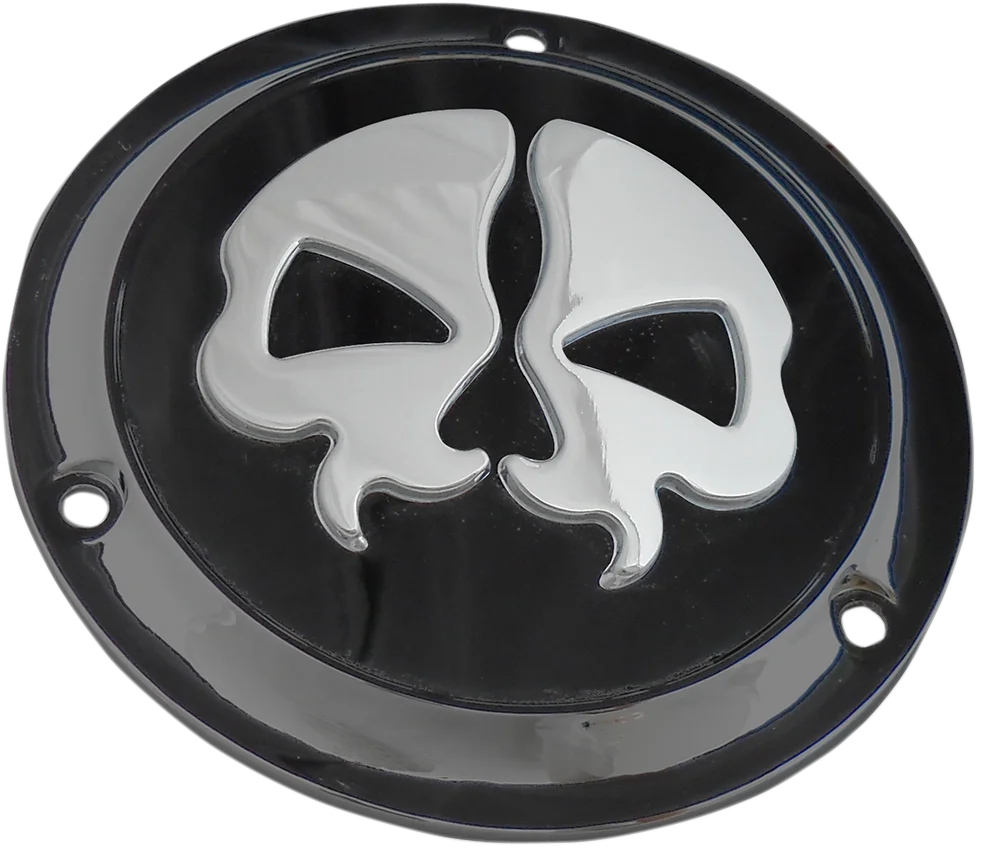 DragSpecialties Split Skull Derby Cover - Black - 3-Hole 78045B - Main Product View