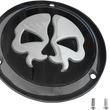 Load image into Gallery viewer, DragSpecialties Split Skull Derby Cover - Black - 3-Hole 78045B - Side View
