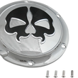 Load image into Gallery viewer, DragSpecialties Split Skull Derby Cover - Black - 3-Hole 78045B - Detail View