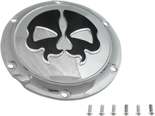Load image into Gallery viewer, DragSpecialties Split Skull Derby Cover - Black - 3-Hole 78045B - Detail View