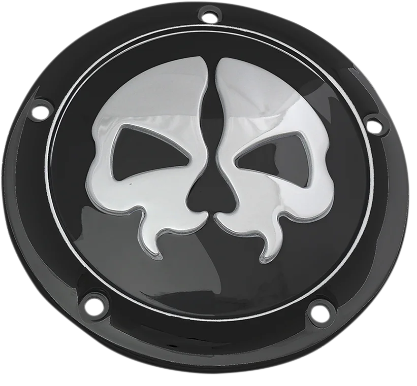 DragSpecialties Split Skull Derby Cover - Black - 5-Hole 78043B - Main Product View