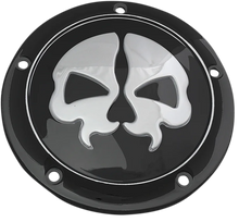 Load image into Gallery viewer, DragSpecialties Split Skull Derby Cover - Black - 5-Hole 78043B - Main Product View