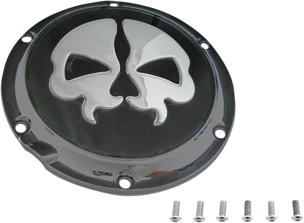 DragSpecialties Split Skull Derby Cover - Black 78044B - Side View