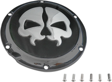Load image into Gallery viewer, DragSpecialties Split Skull Derby Cover - Black 78044B - Side View
