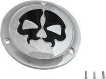 Load image into Gallery viewer, DragSpecialties Split Skull Derby Cover - Chrome - 3-Hole 78045 - Main Product View