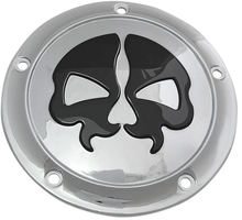 Load image into Gallery viewer, DragSpecialties Split Skull Derby Cover - Chrome - 5-Hole 78043B2 - Main Product View